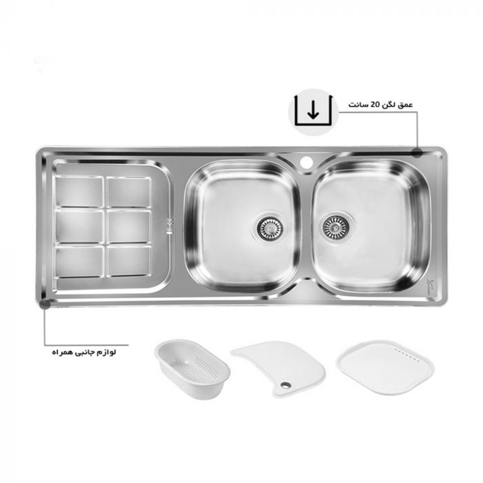 سینک استیل توکار اخوان کد 147 چپ لگن