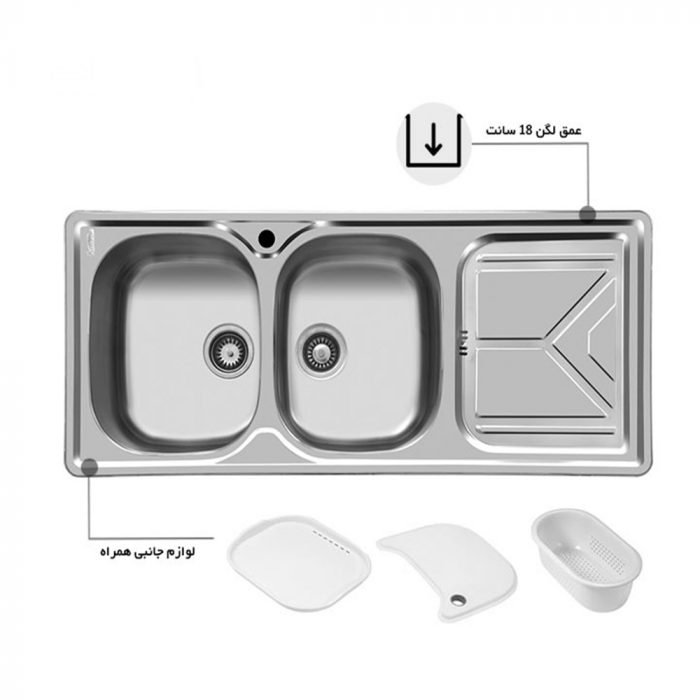 سینک استیل توکار اخوان کد 160 چپ لگن