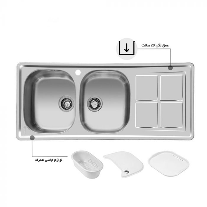 سینک استیل توکار اخوان کد159 NEW(جدید) چپ لگن