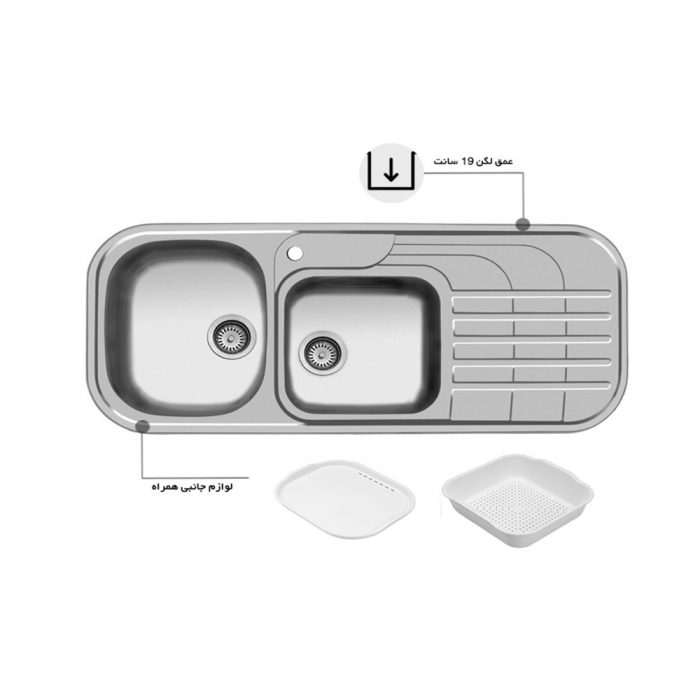 سینک استیل توکار اخوان کد 72 چپ لگن