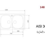 سینک استیل روکار اخوان کد 148 چپ لگن