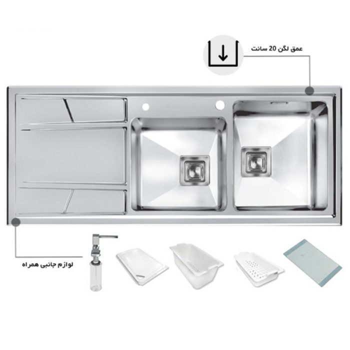 سینک اخوان توکار کد 302 چپ لگن
