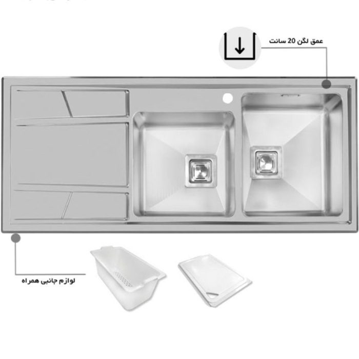 سینک اخوان توکار کد 302s چپ لگن