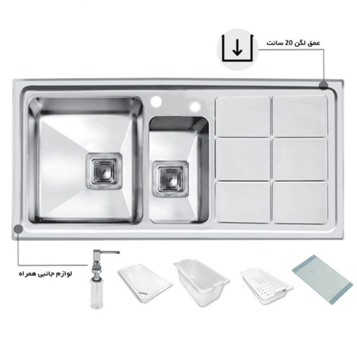سینک اخوان توکار کد 310 چپ لگن