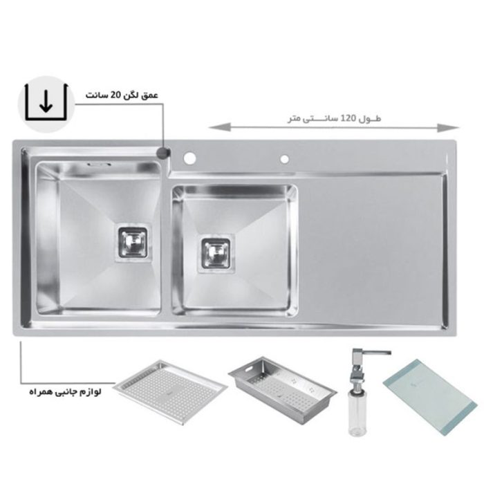 سینک اخوان توکار کد 601 چپ لگن