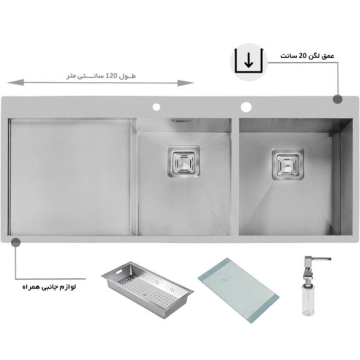 سینک اخوان توکار کد 357 چپ لگن