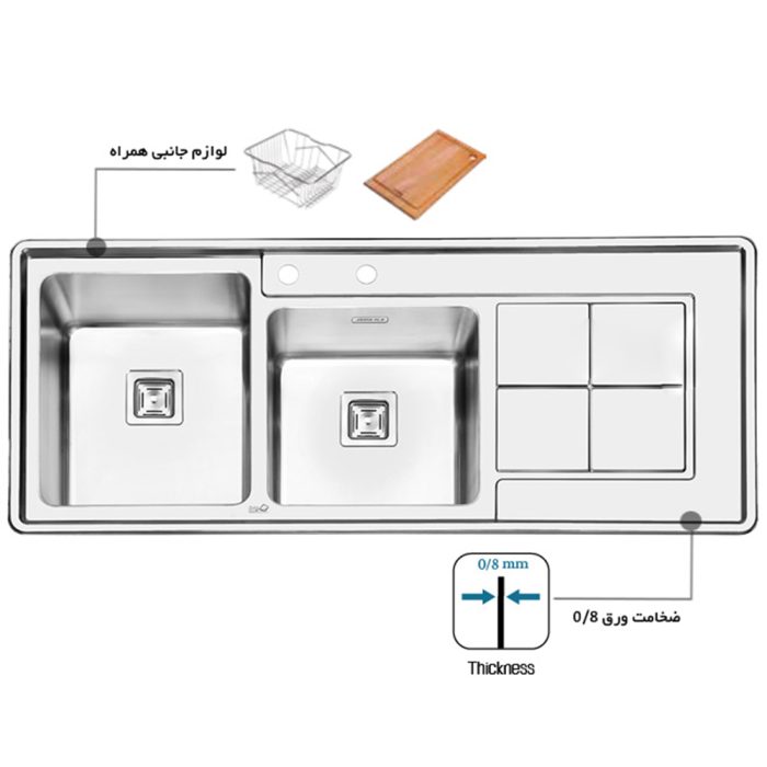 سینک ایلیا استیل مدل 2067 توکار راست لگن